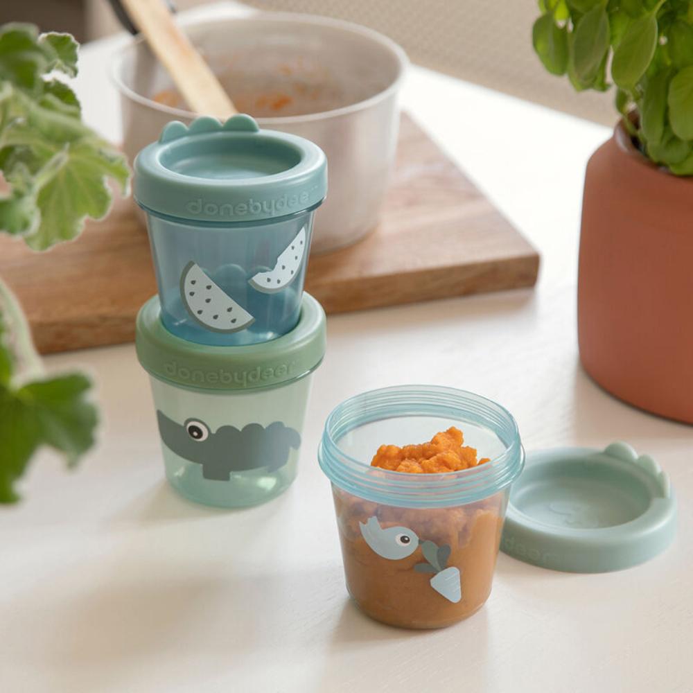 Done by Deer Baby Food Containers - 3 pce Croco Green