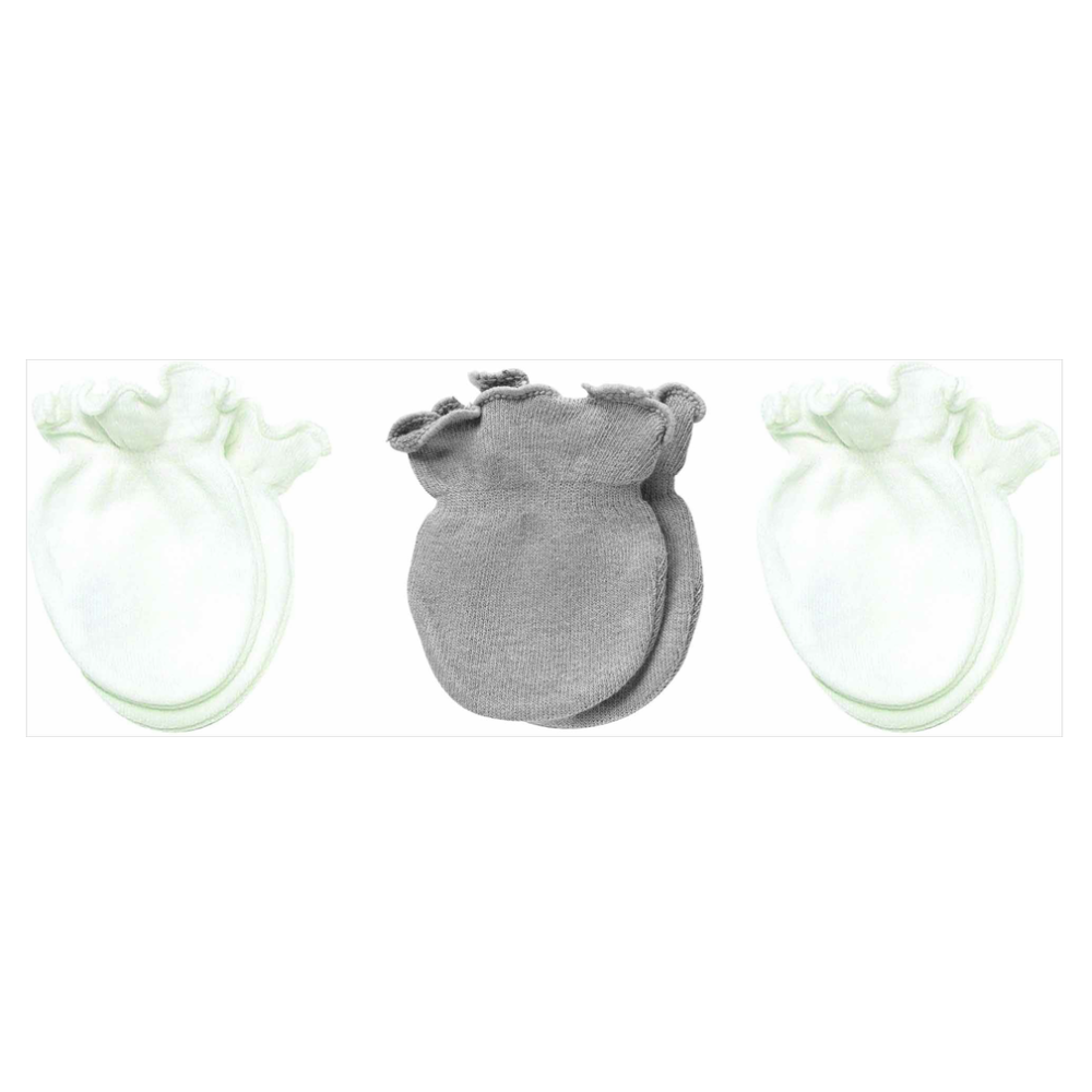 Playette Preemie Mittens 3 pk Grey/White
