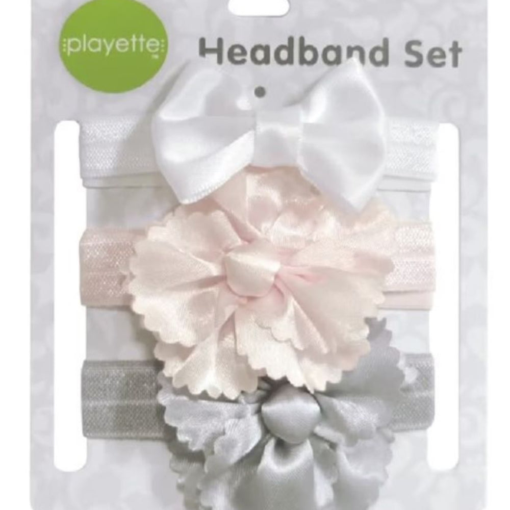 Playette Headband Set 3 Pk - Satin Flower/Bow