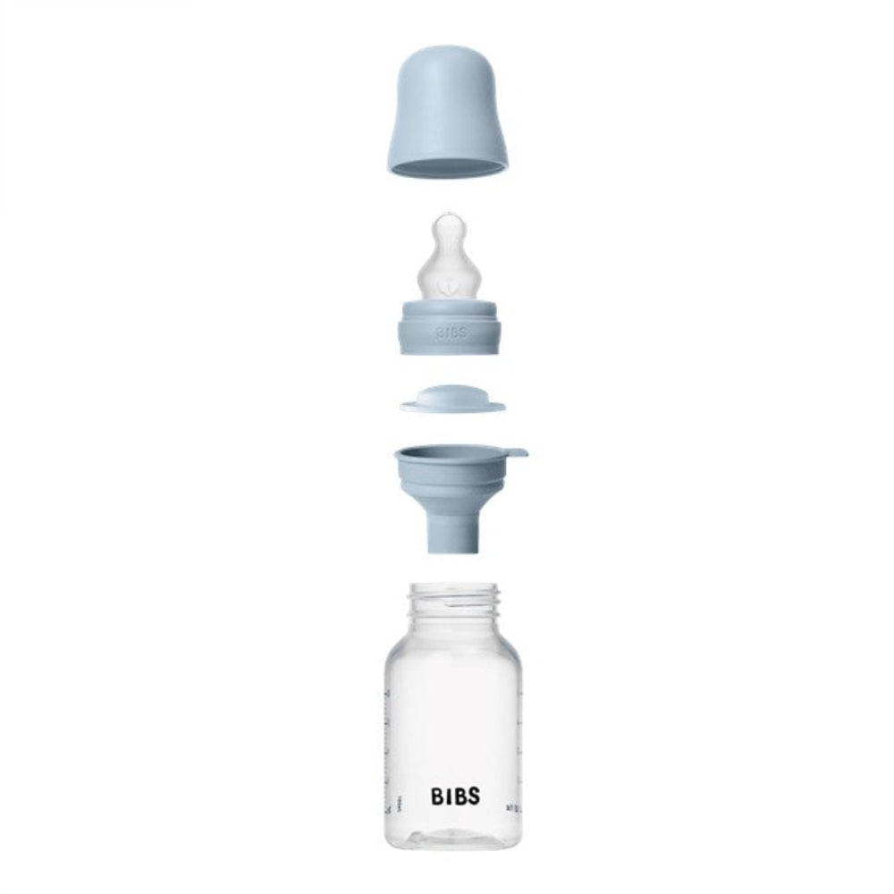 Bibs BPA Free Bottle 150ml Slow Flow - Silicone Teat - Baby Blue