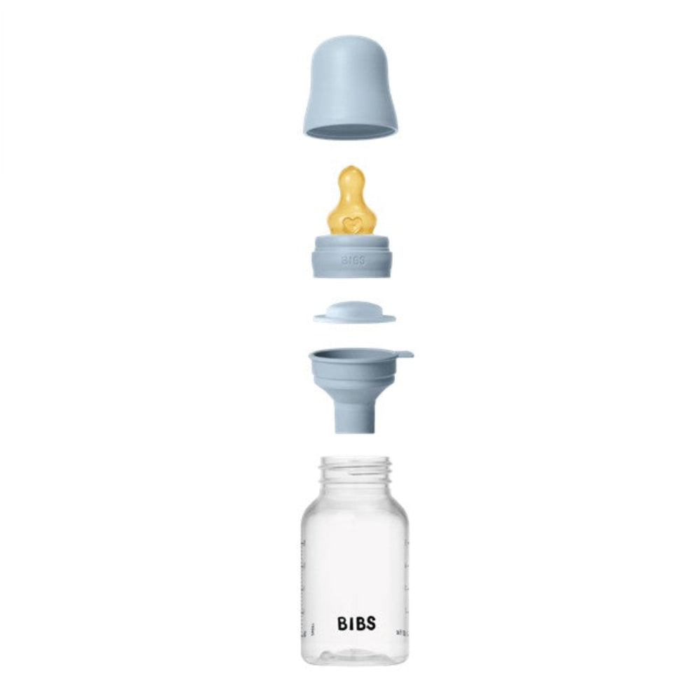 Bibs BPA Free Bottle 150ml Slow Flow - Latex Teat - Baby Blue