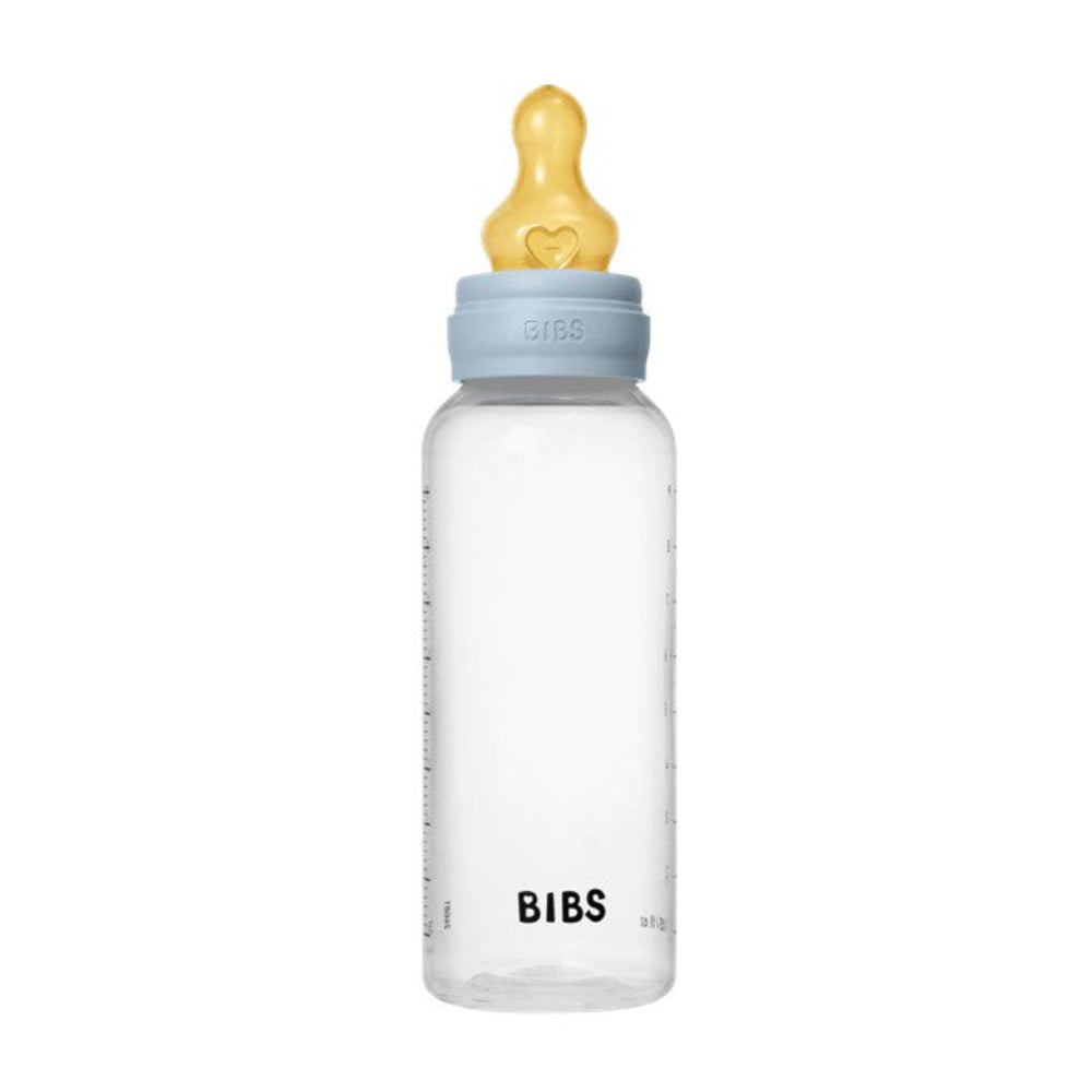 Bibs BPA Free Bottle 270ml Medium Flow - Latex Teat - Baby Blue