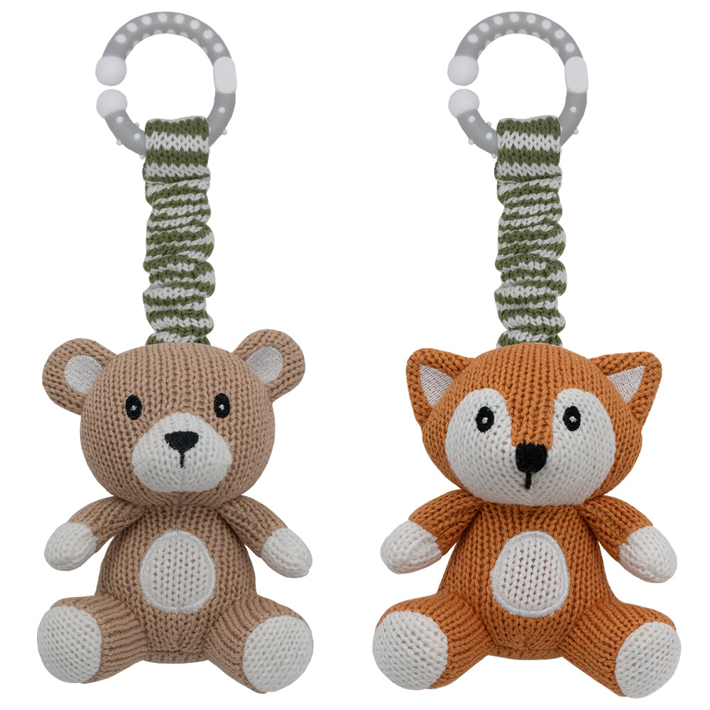 Living Textiles Stroller Toy 2pk Bear & Fox