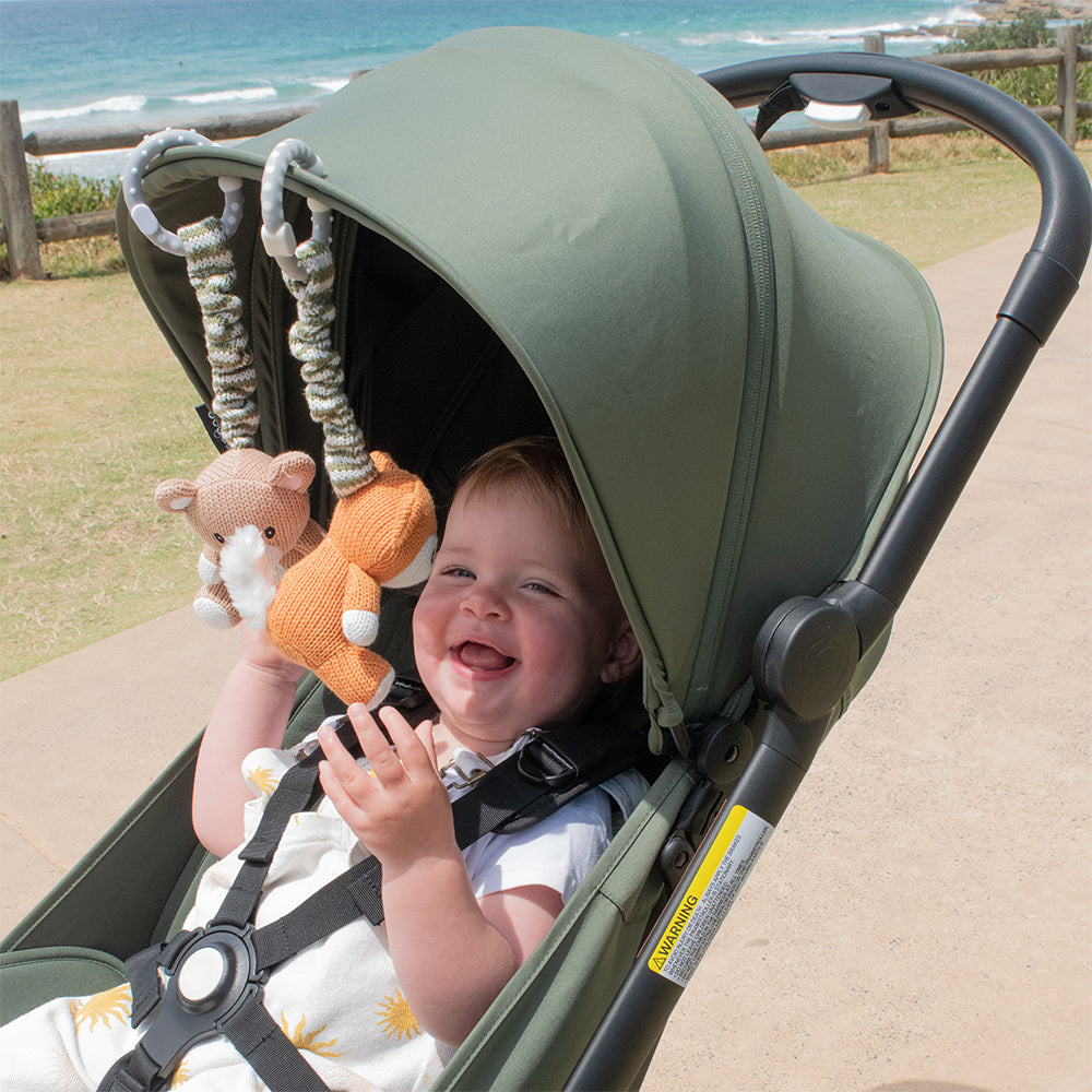 Living Textiles Stroller Toy 2pk Bear & Fox