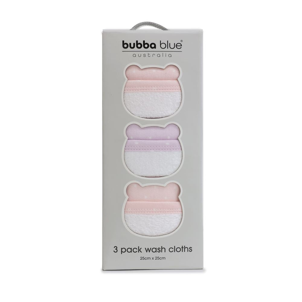 Bubba Blue Confetti Wash Cloths Pink/Lilac 3 pk