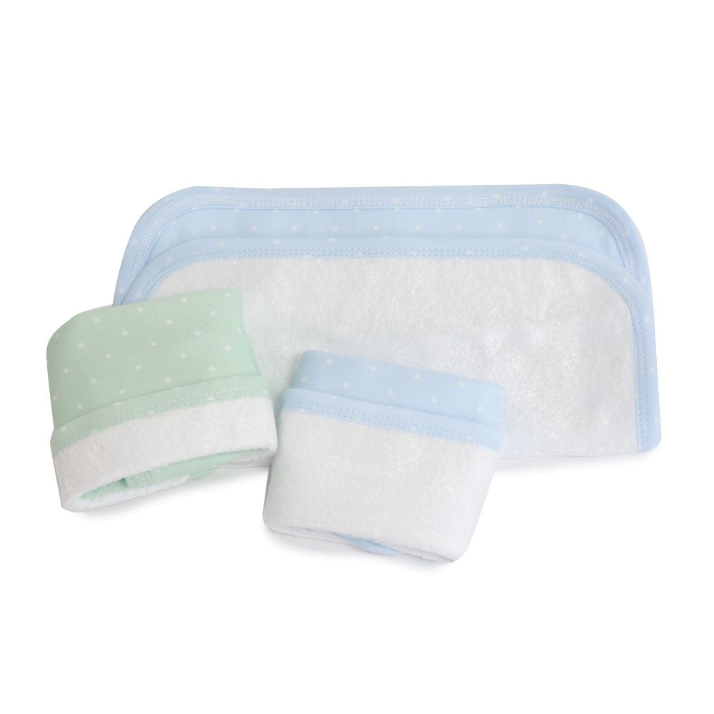Bubba Blue Confetti Wash Cloths Blue/Sage 3 pk