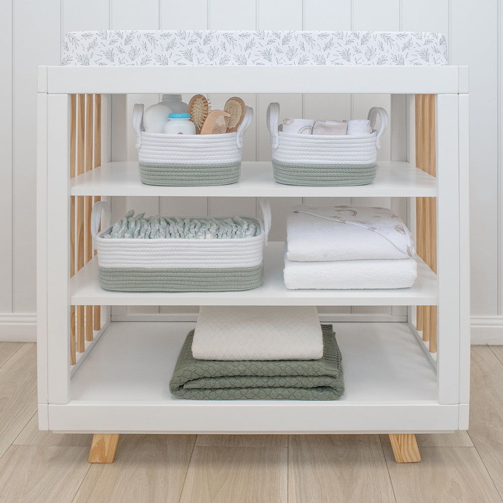 Living Textiles 3 pce Rope Storage Set - Sage/White