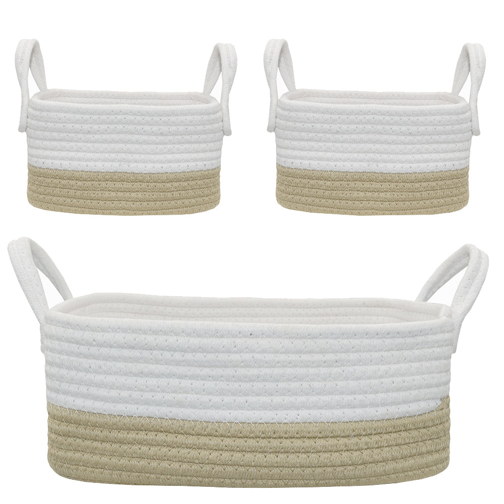 Living Textiles 3 pce Rope Storage Set - Natural/White