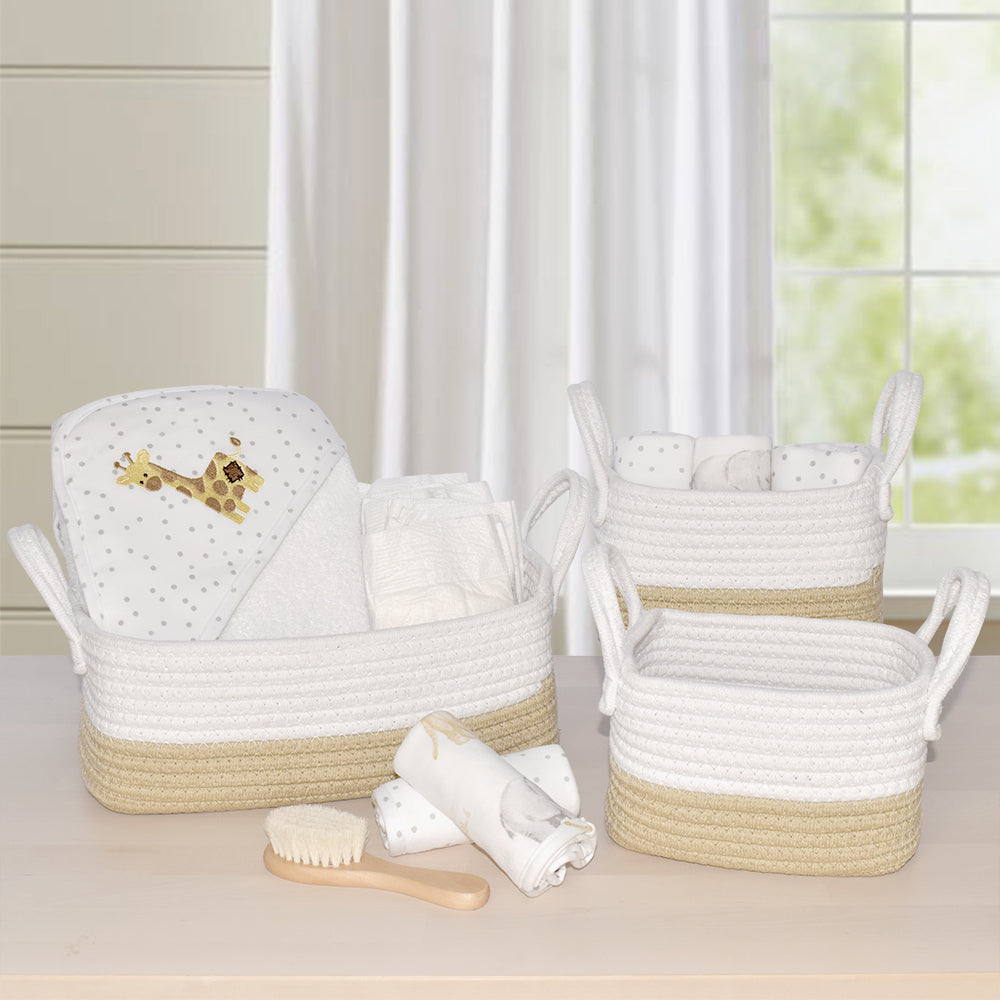 Living Textiles 3 pce Rope Storage Set - Natural/White