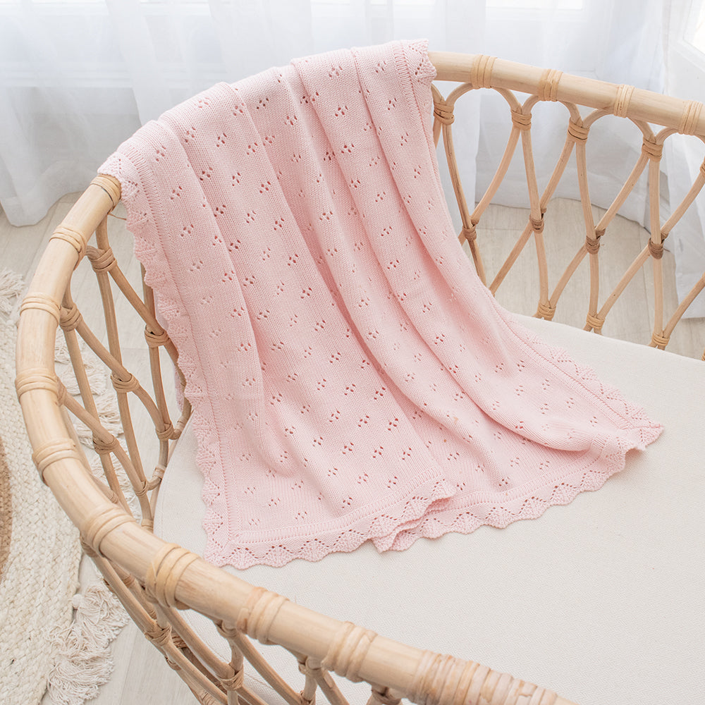 Living Textiles Bamboo Heirloom Blanket - Blush - 75 x 85cm