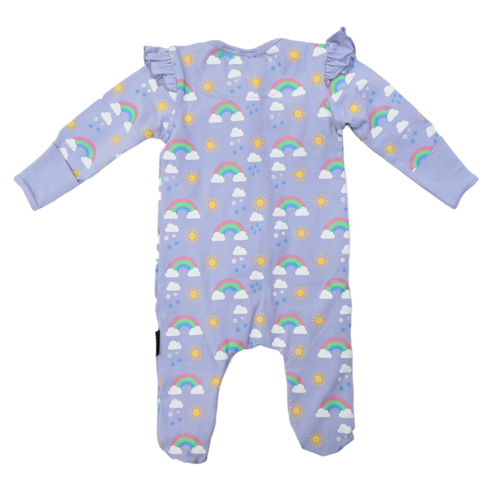 Korango Zip Onesie - Sunshine + Rainbows Blue Heron