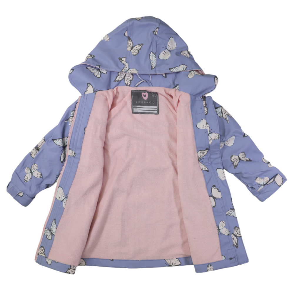 Korango Butterfly Colour Change Terry Lined Raincoat - Blue Heron