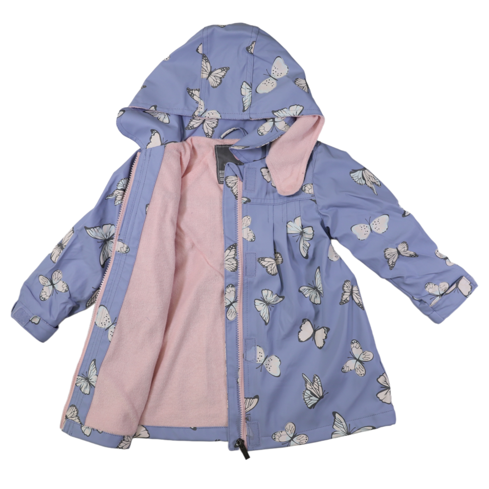 Korango Butterfly Colour Change Terry Lined Raincoat - Blue Heron
