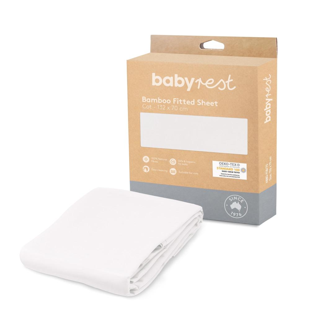Babyrest Bamboo Fitted Sheet - Cot - 132 x 70 cm