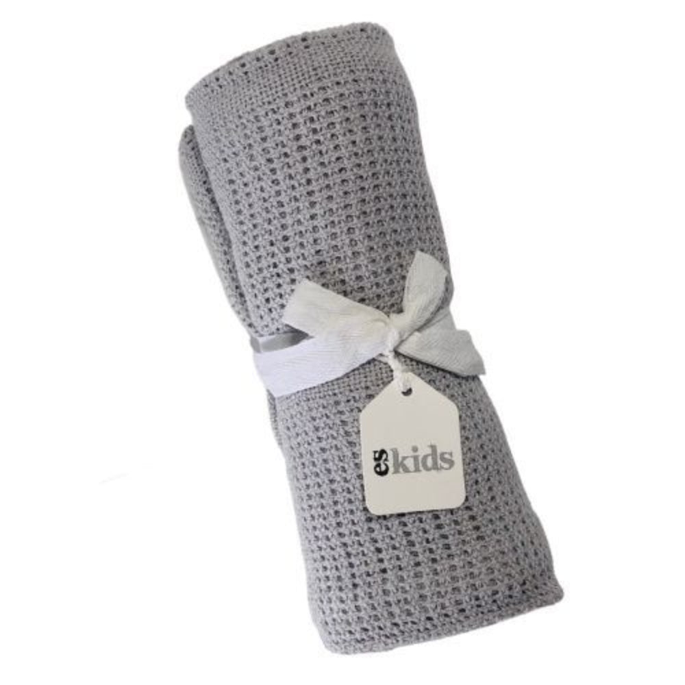 es kids Crochet Cotton Baby Blanket Grey