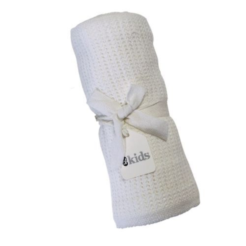 es kids Crochet Cotton Baby Blanket White