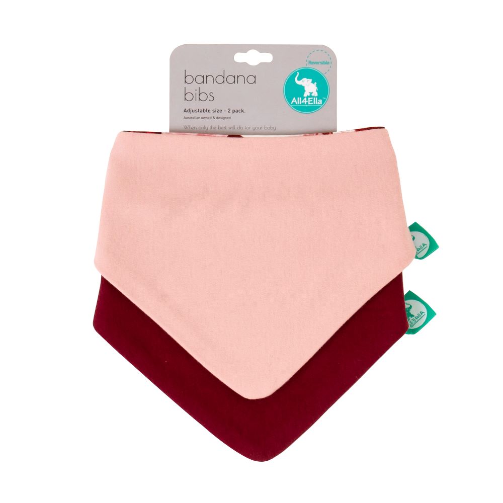 All4Ella Reversible Bandana Bibs - 2 pk - Bunch of Roses
