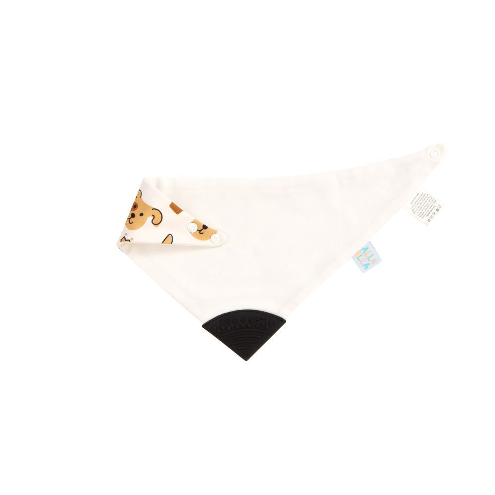 All4Ella Bandana Bib with Silicone Teether - Puppies