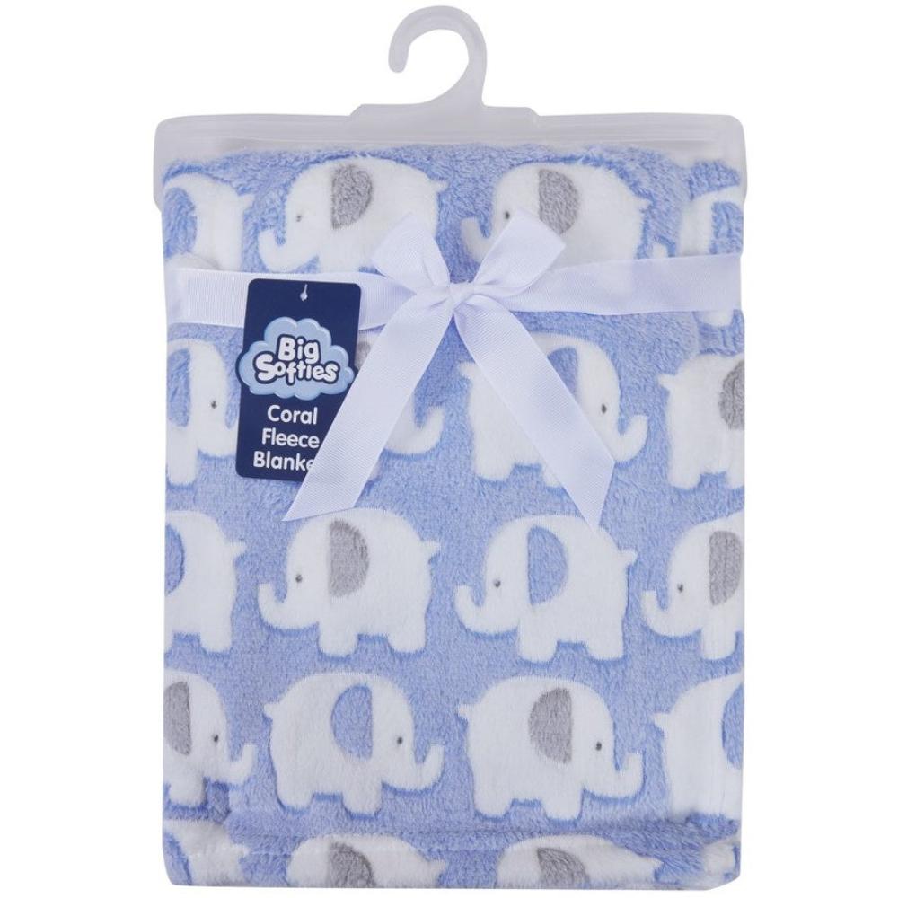 Big Softies Coral Fleece Blanket - Blue Elephant