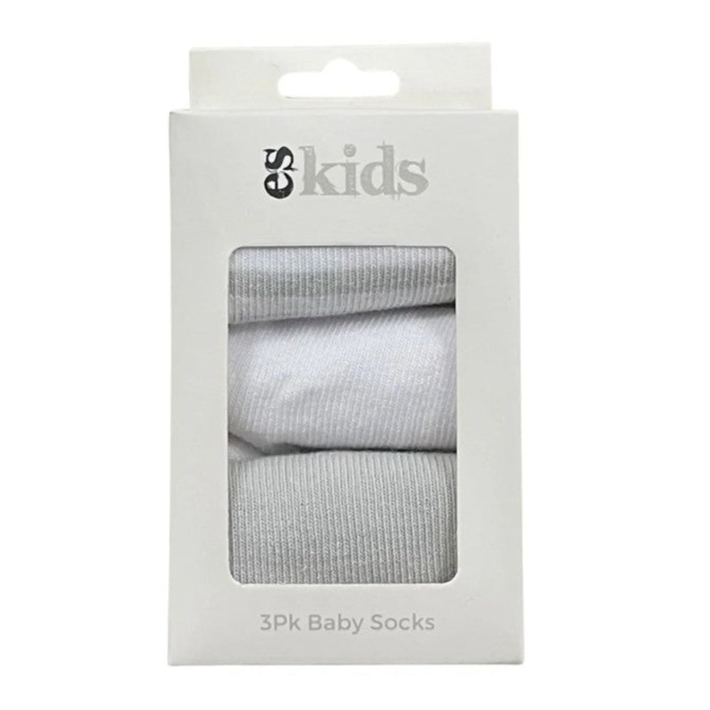 ES Kids Baby Socks Boxed 3 pk - Grey Stripe