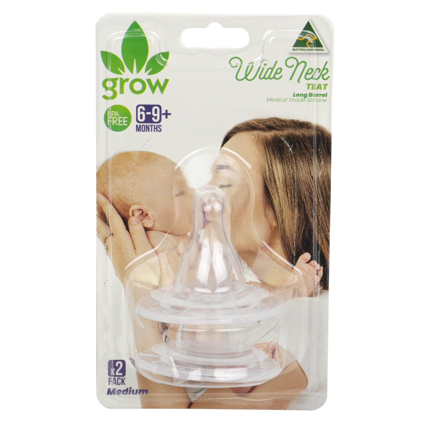 Grow Wide Neck Teats 2 Pk - Medium