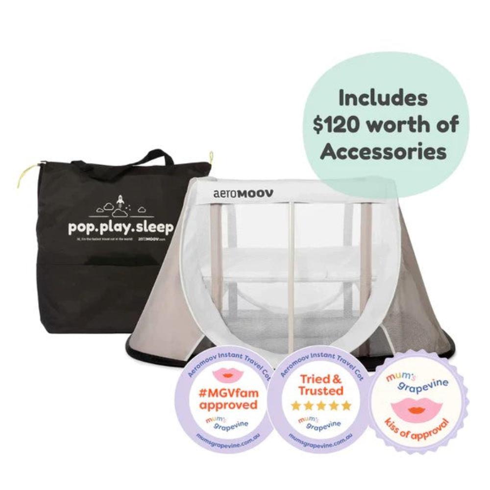Aeromoov Travel Cot with Sheet, Mosquito Net and Sunshade - Sand