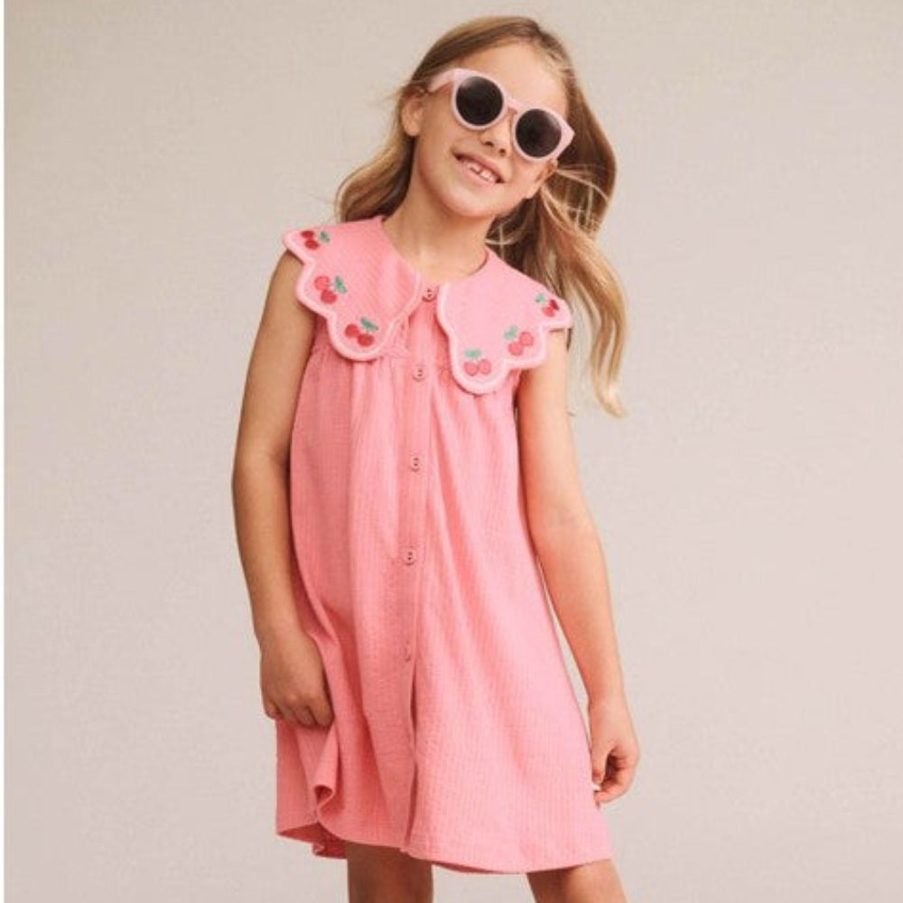 Huxbaby Cherry Emb Collar Dress