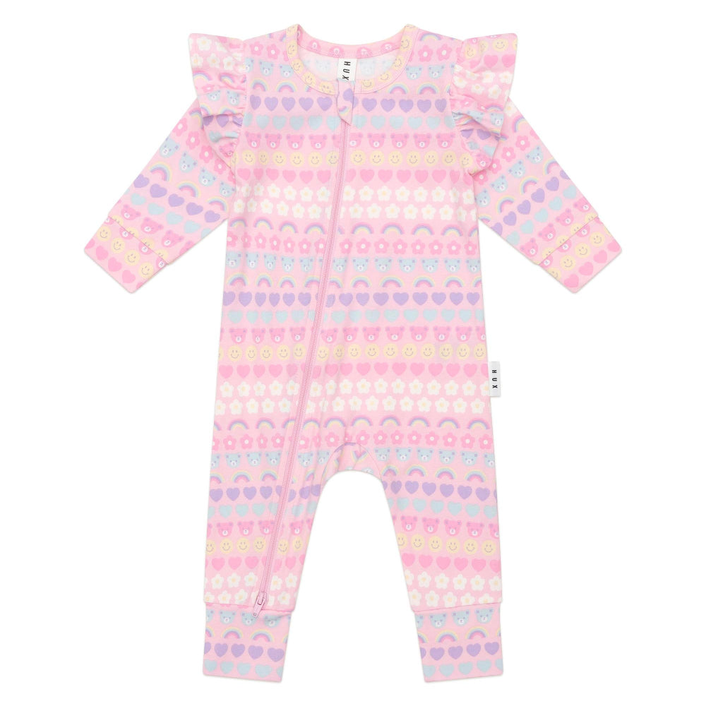 Huxbaby Emoji Rainbow Frill Romper