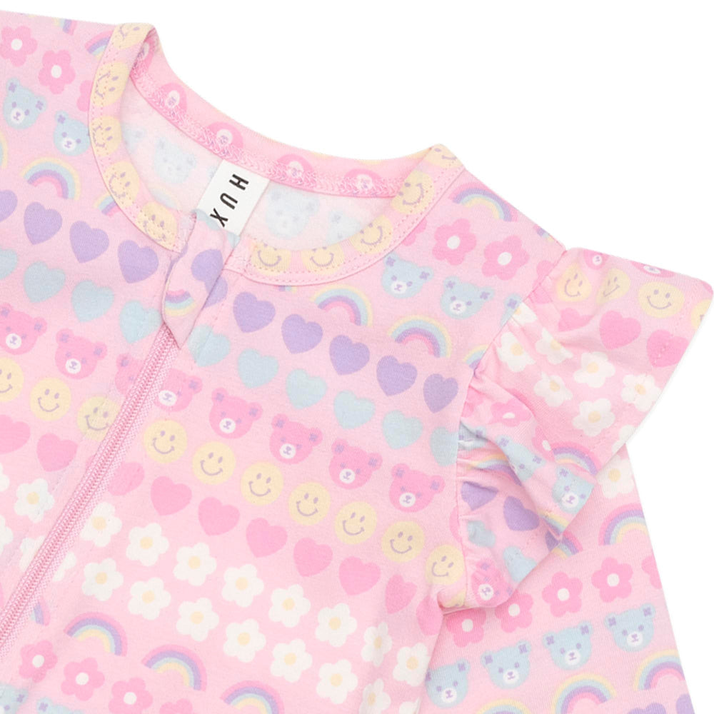Huxbaby Emoji Rainbow Frill Romper