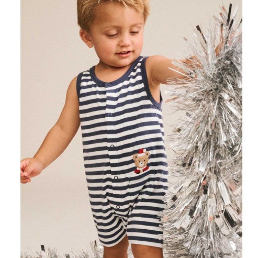 Huxbaby Stripe Father Christmas Sleeveless Romper