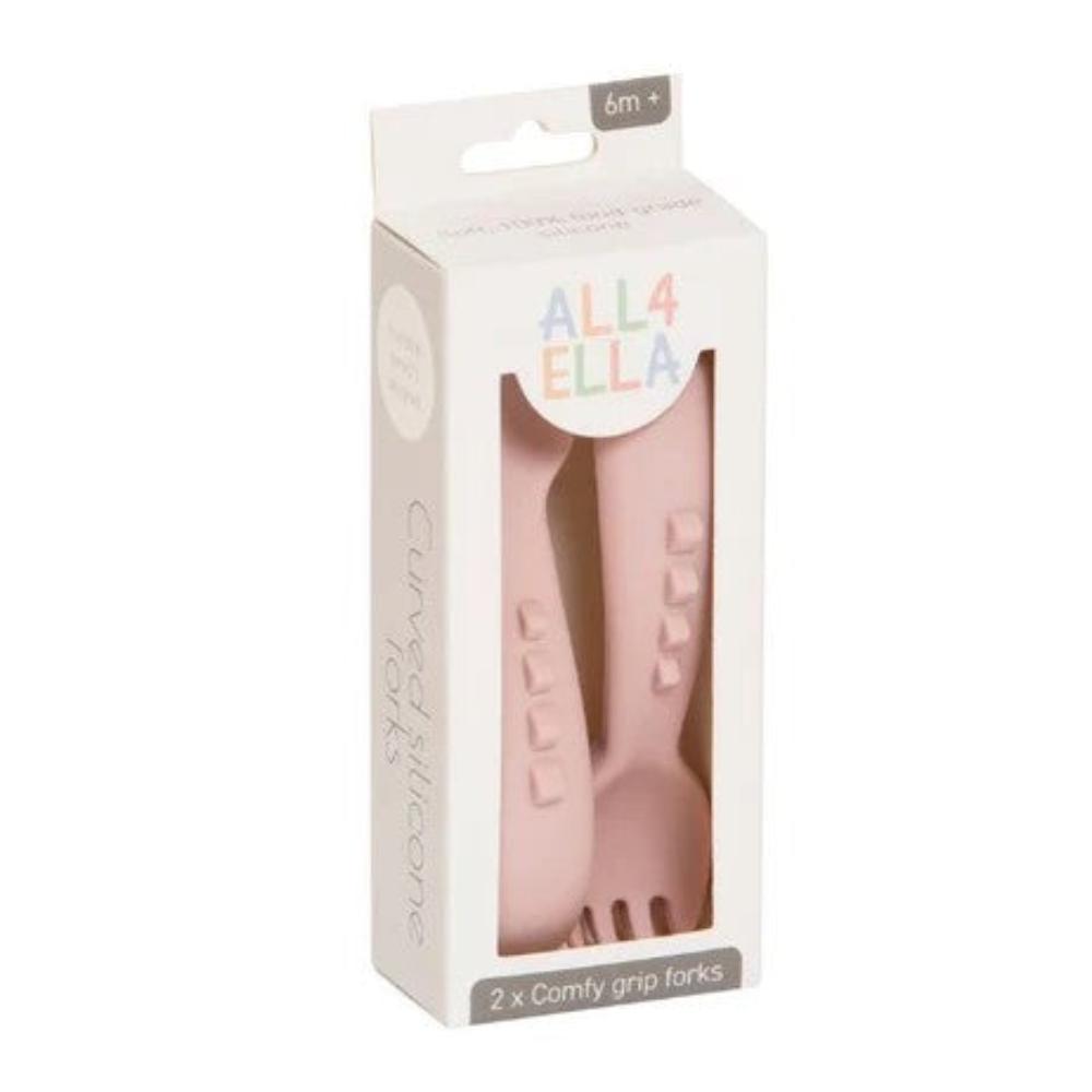 All4Ella Comfy Grip Silicone Forks - 2 pk - Dusty Pink