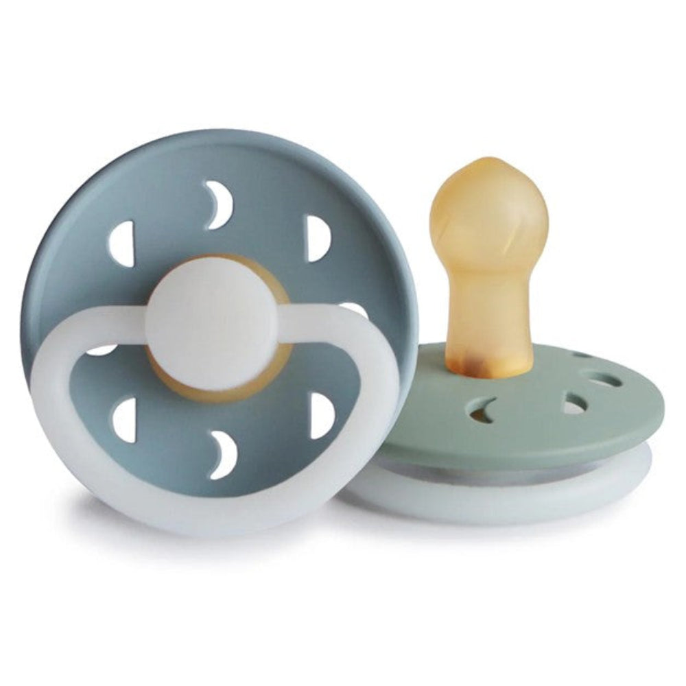 FRIGG Night Moon Pacifier 2 Pack Latex - Moon Stone Blue/Sage