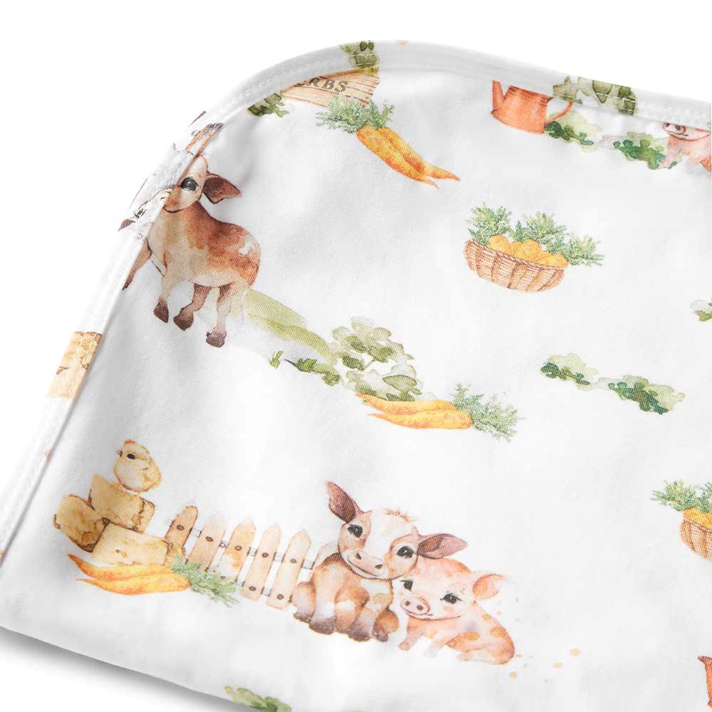 Snuggle Hunny Organic Jersey Wrap & Beanie Set - Farm