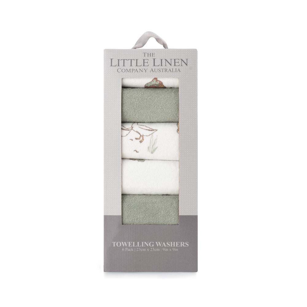 Little Linen Towelling Washer 6 Pk - Farmyard Lamb