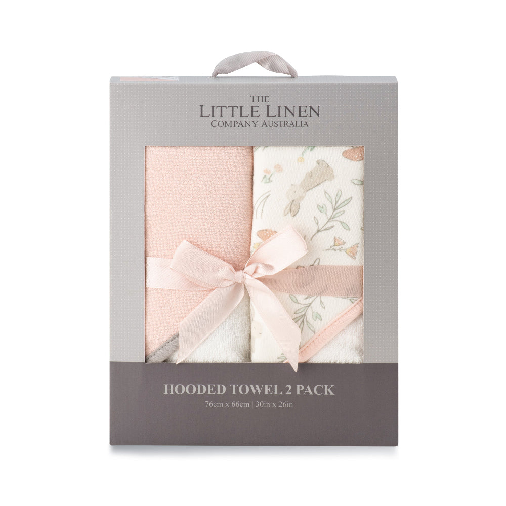 Little Linen Hooded Towel 2 Pk - Harvest Bunny