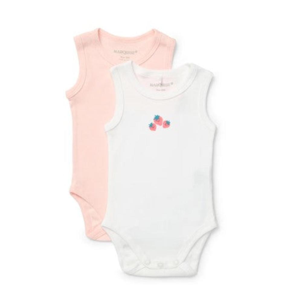 Marquise Sleeveless Bodysuit - 2 Pk Pink/White
