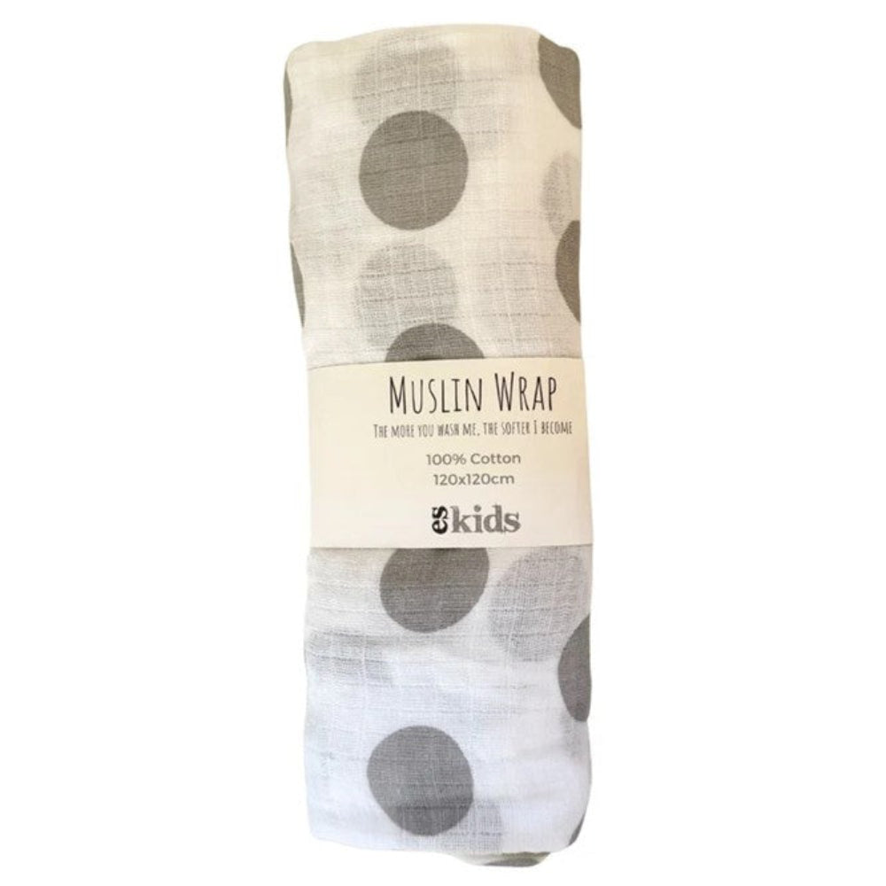 ES Kids Muslin Wrap - Grey Dot