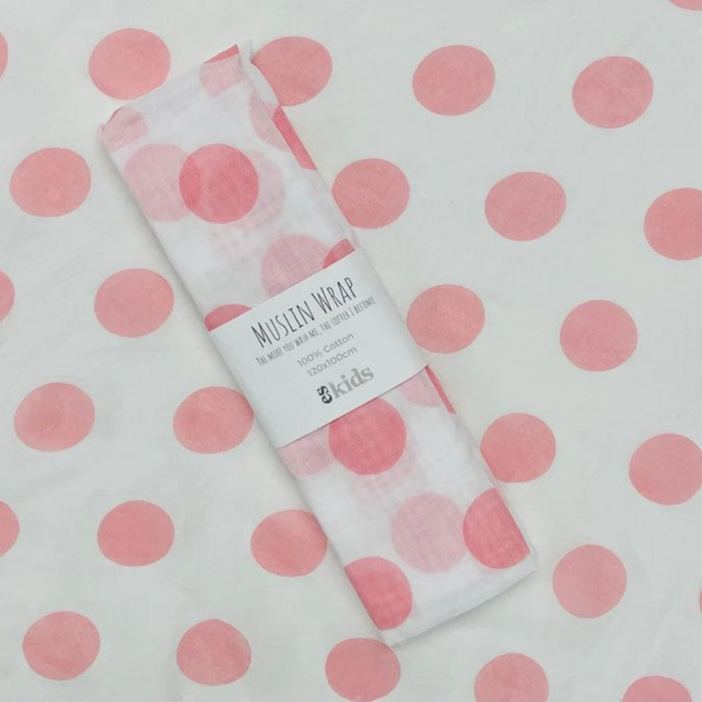 ES Kids Muslin Wrap - Pink Dot