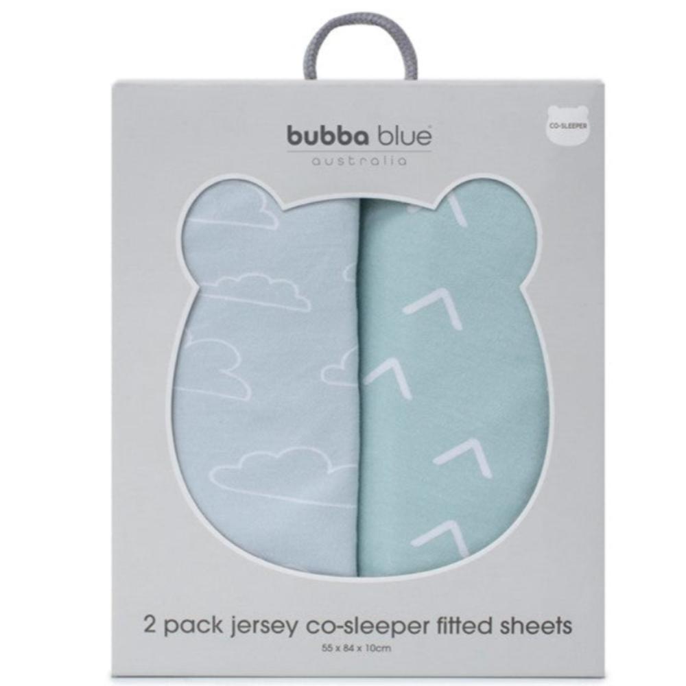 Bubba Blue Nordic Jersey Co Sleeper Fitted Sheet Dusty Sky/Mint 2 pk