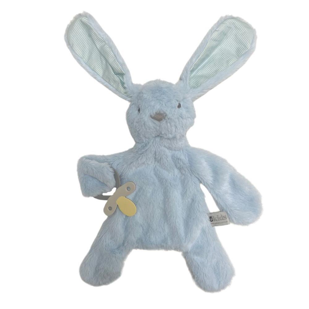 ES Kids Bunny Comforter with Dummy Holder - Blue Stripe