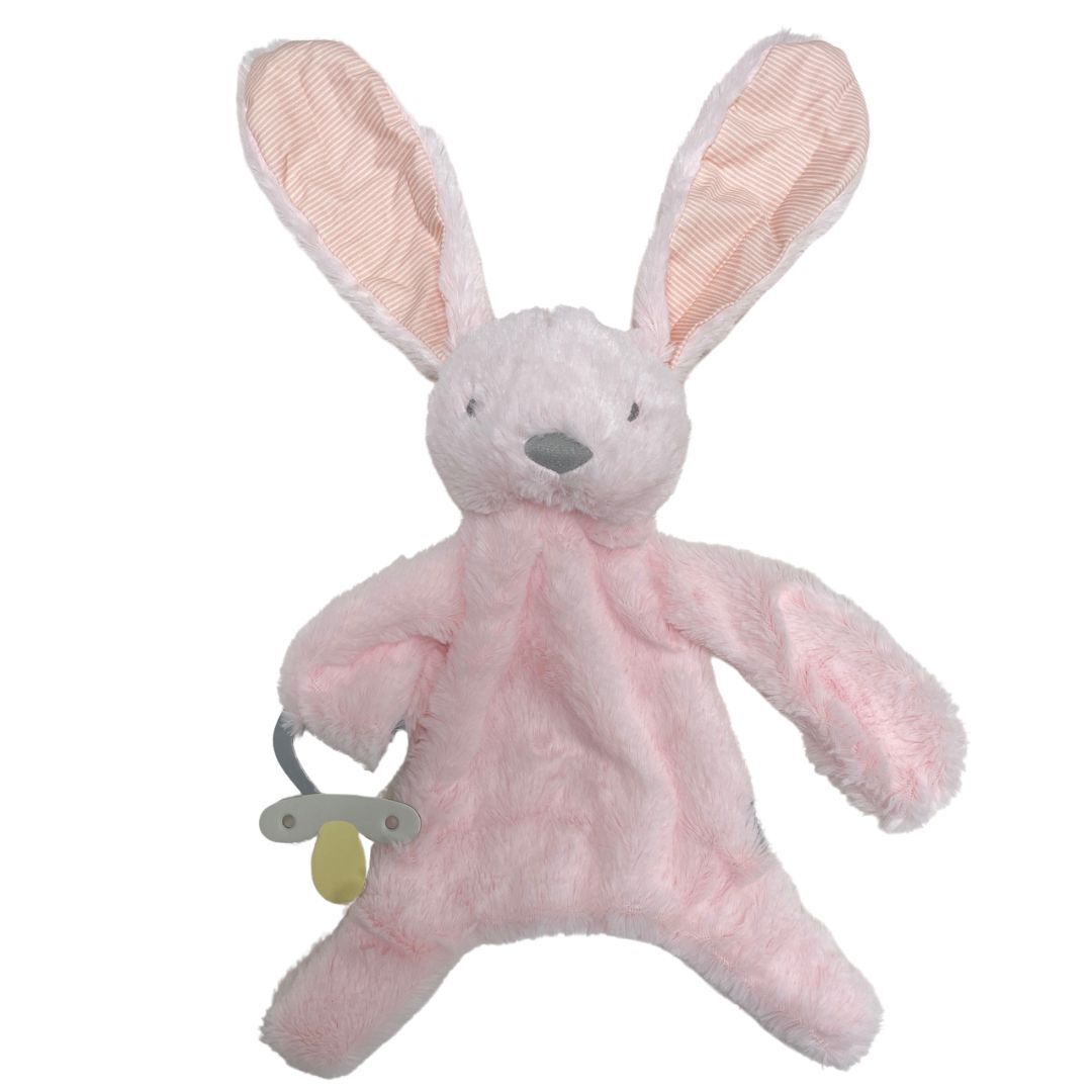 ES Kids Bunny Comforter with Dummy Holder - Pink Stripe