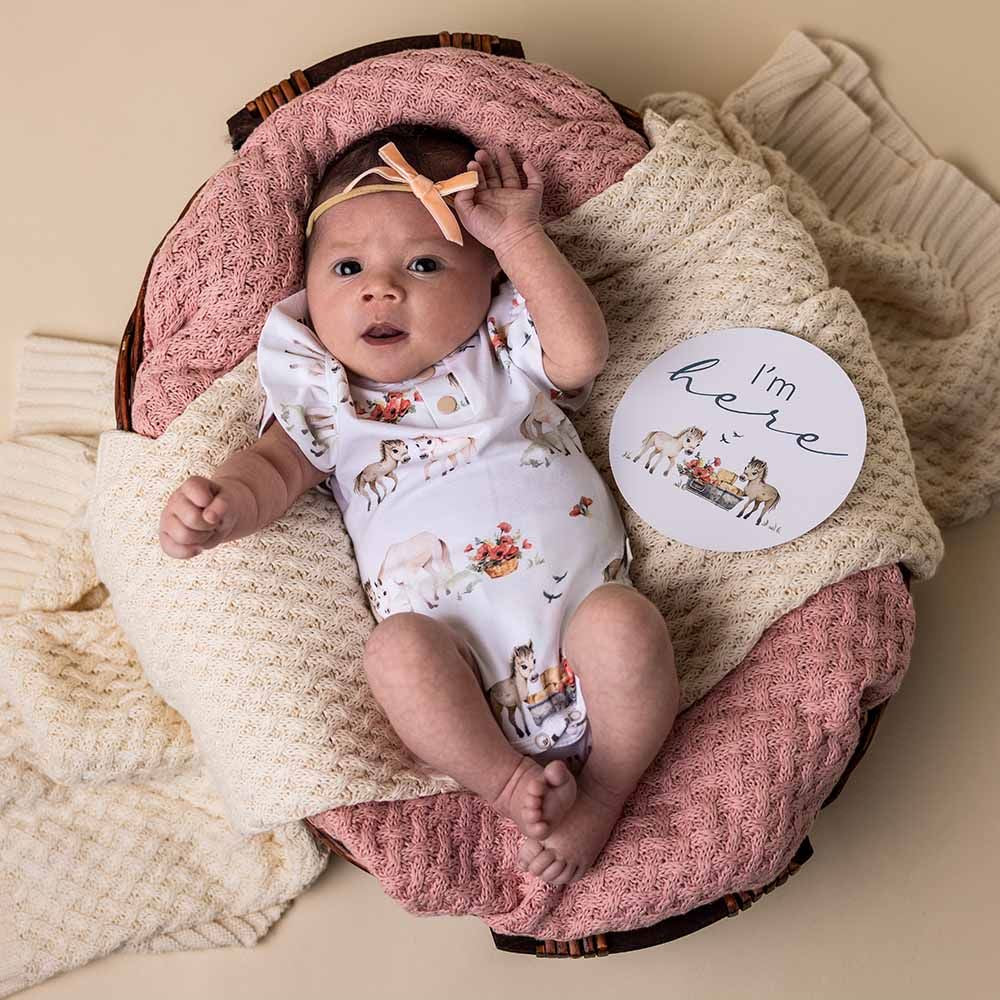 Snuggle Hunny Organic Short Sleeve Bodysuit with Frill - Pony Pals