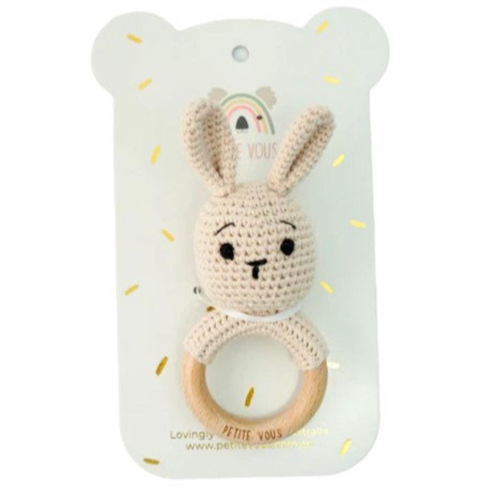 Petite Vous Crochet Ring Rattle - Brodie Bunny