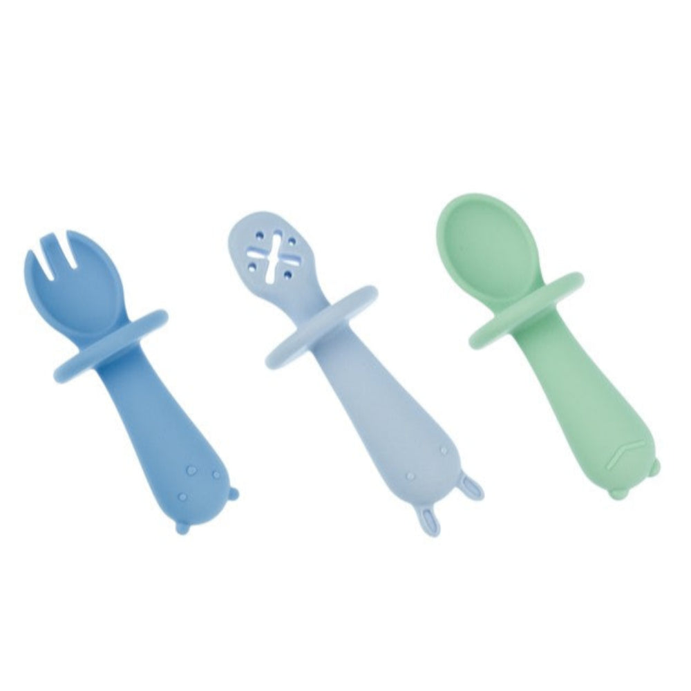 Koala Dream Silicone Animal Sensory Spoons - Blue/Green