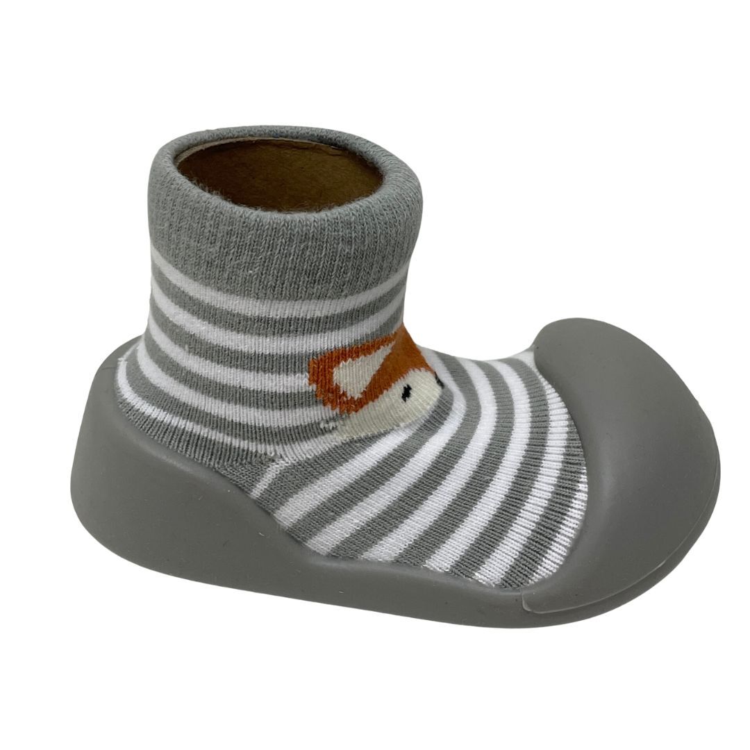 ES Kids Rubber Soled Socks - Fox with Grey Stripe