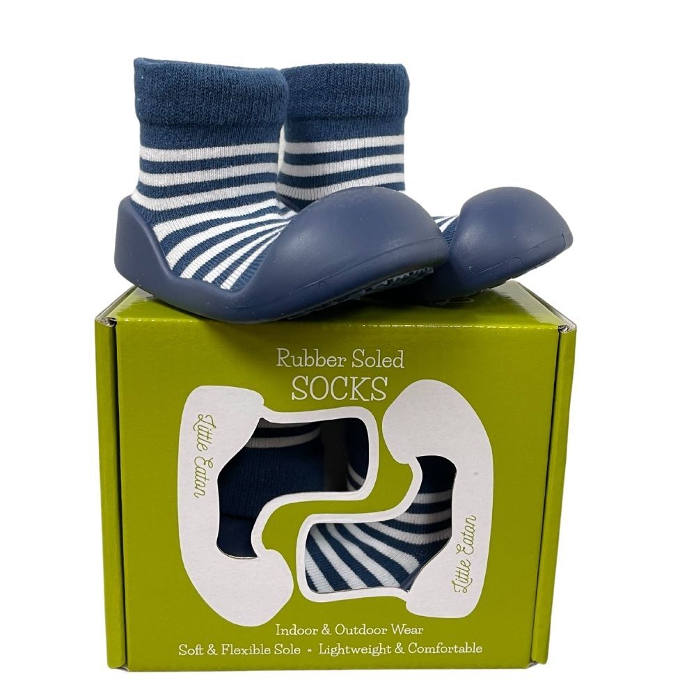 ES Kids Rubber Soled Socks - Navy Stripe