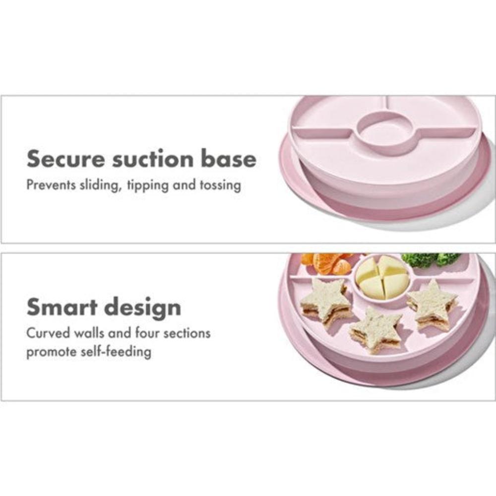 OXO Tot Stick & Stay Suction Divided Plate - Blossom