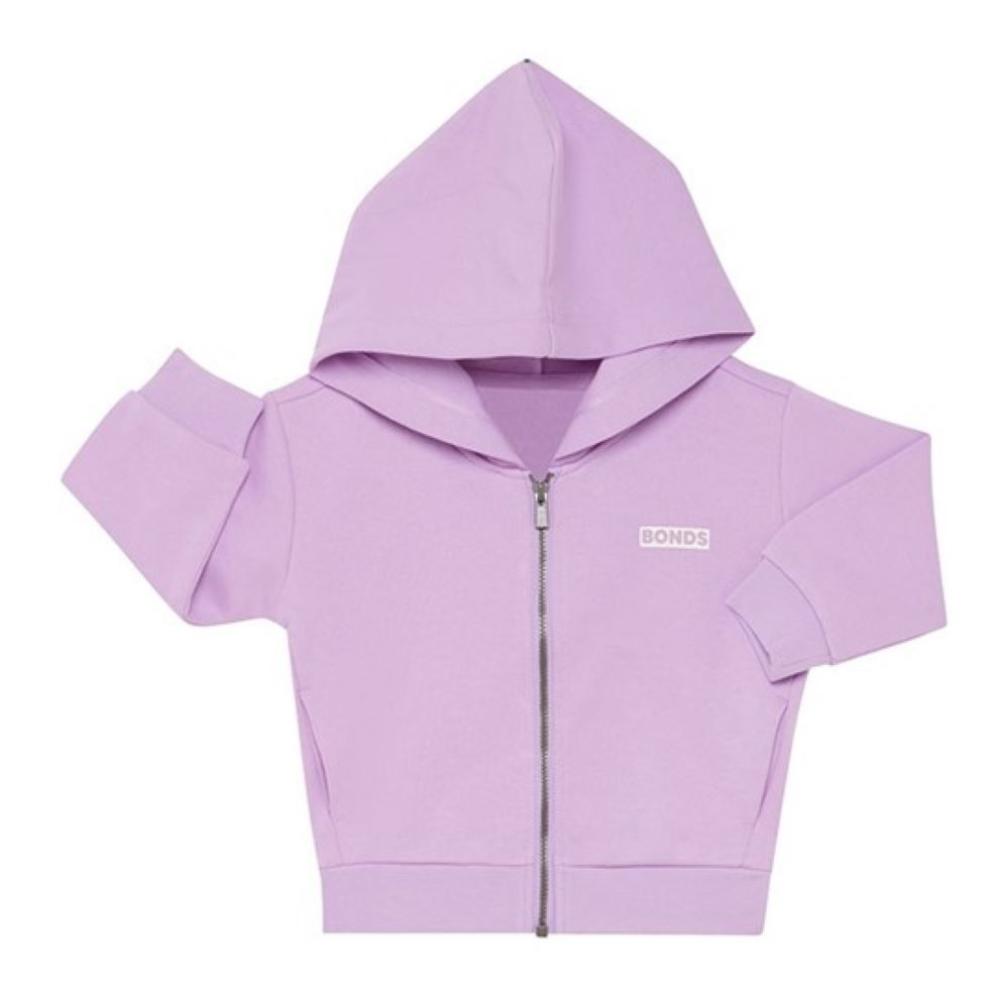 Bonds Tech Sweat Zip Through Hoodie Cotton Purple Pansy