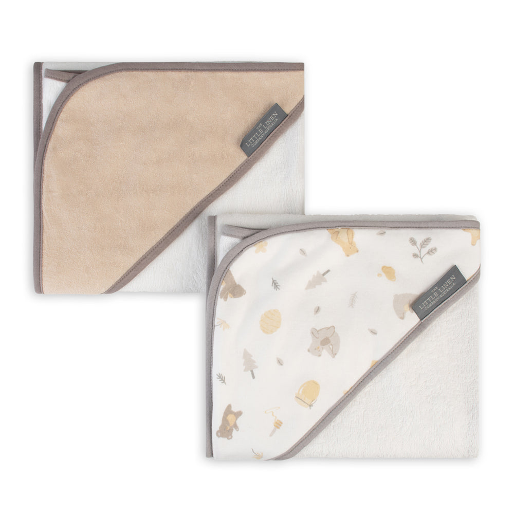 Little Linen Hooded Towel 2 Pk - Nectar Bear