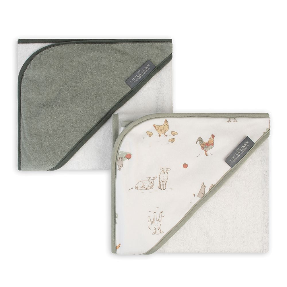 TLLC Hooded Towel 2 Pk - Farmyard Lamb